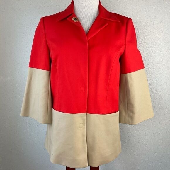 Coldwatwr Creek Red & Tan Dress Jacket Size 6 EUC - Picture 1 of 8